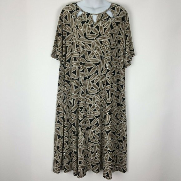 Catherines Dresses & Skirts - Catherines 2X Brown Floral Midi Dress Stretch
